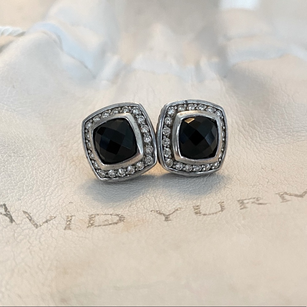 David Yurman Albion Black Onyx Earrings with Diamonds